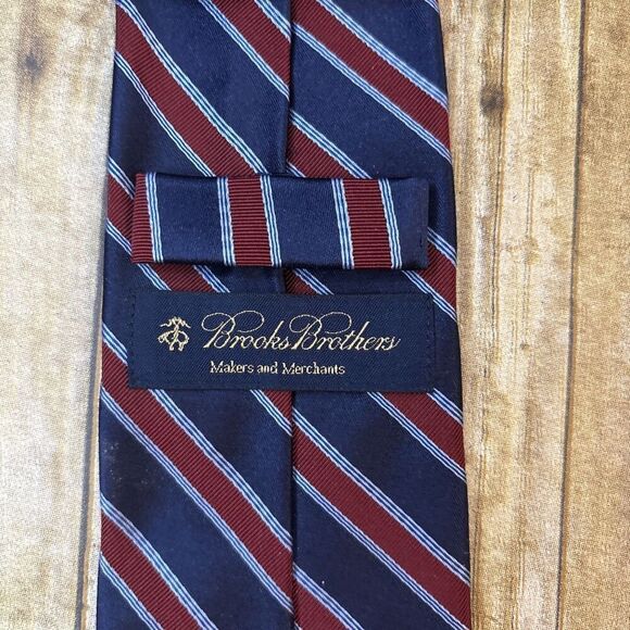 Brooks Brothers Tie Makers Merchants Repp Stripe Tie Regimental Silk - Picture 4 of 6